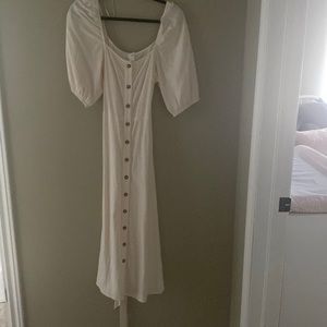 Cream dress with puff sleeve
